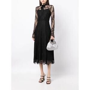 NWT Macgraw Black Immortal Dress Chantilly-Lace Midi Dress Womens US 2